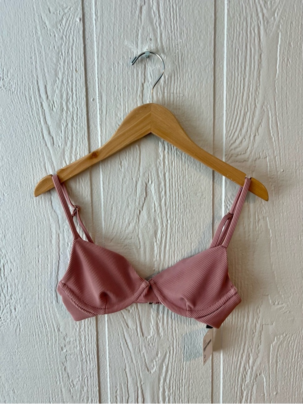 Beach Riot Dusty Rose Ribbed Bikini Top